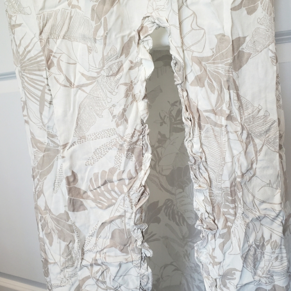 NWT Surf Gypsy Tan White Tropical Floral Strapless Slit Maxi Dress Swim Cover S - Picture 6 of 11